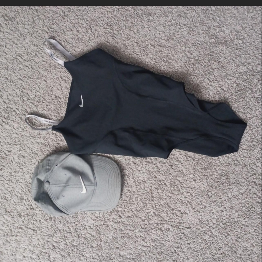 Nike Black Swimsuit and Gray Cap